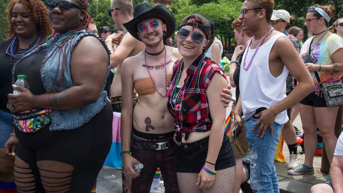 Ayden Revero, 22, and his girlfriend Crystal Hunt came from Bridgeport for the the 2017 Philadelphia Pride Parade, Sunday, June 18, 2017.