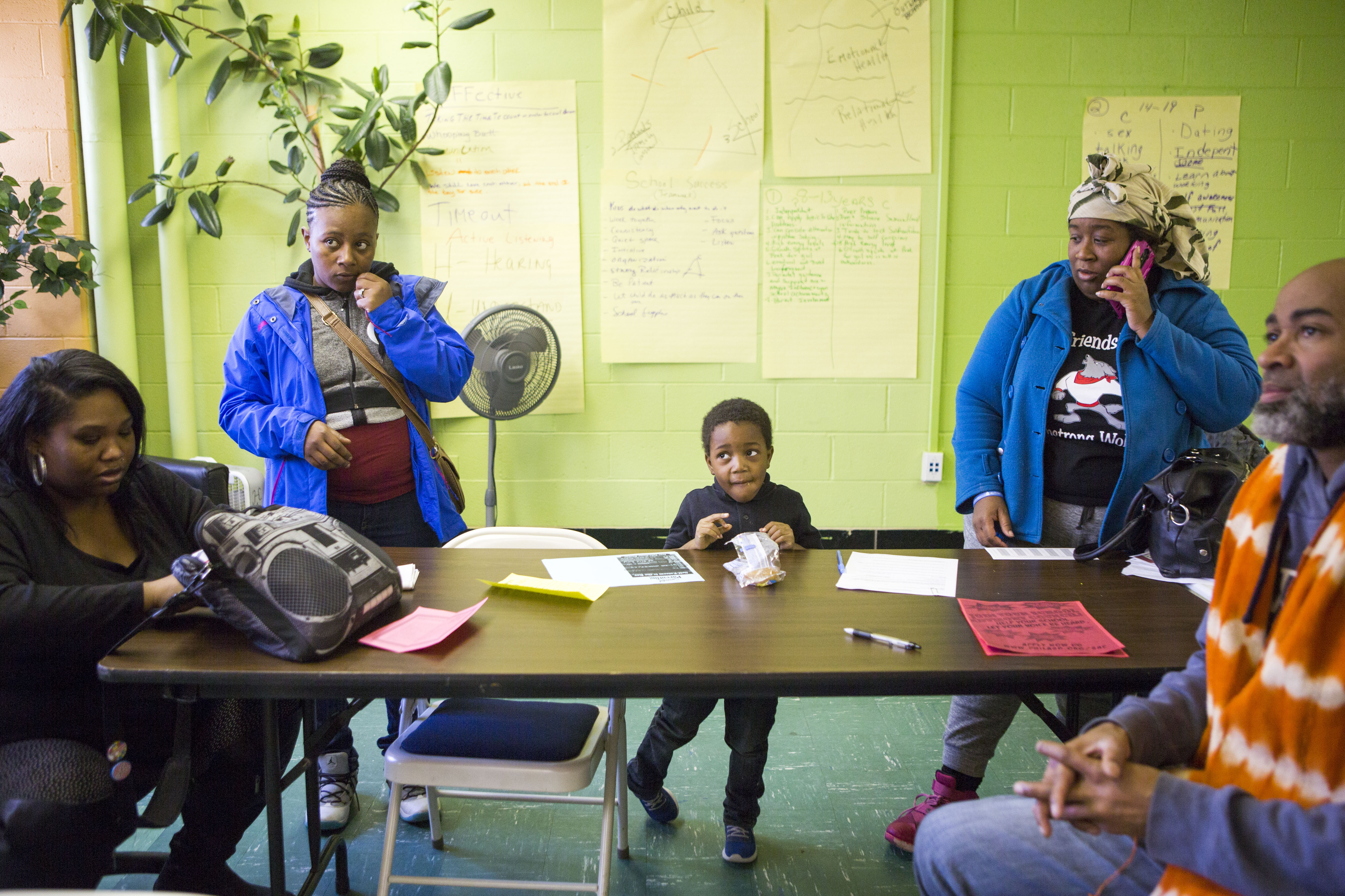 Parents at Kenderton Elementary in North Philadelphia regularly meet there to discuss their frustrations and hopes for the school. (Jessica Kourkounis/for Keystone Crossroads)