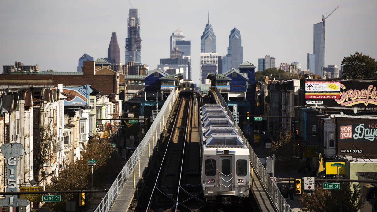 A train moves along the Market-Frankford Line. (Matt Rourke/AP Photo) 
