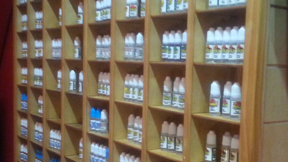 Some of the liquids or 'juice' on display at Love Vape contain nicotine, others claim they do not (Photo courtesy of Love Vape)