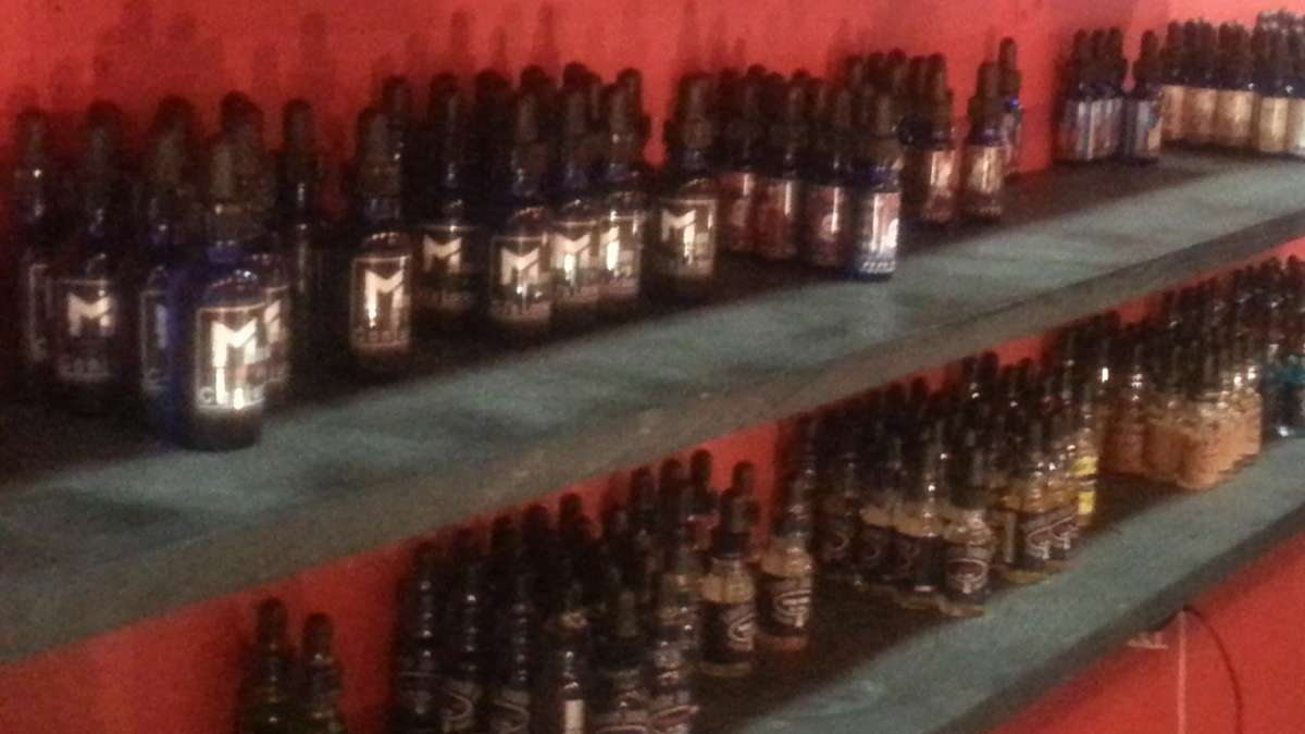 Some of the liquids or 'juice' on display at Love Vape contain nicotine, others claim they do not (Photo courtesy of Love Vape)