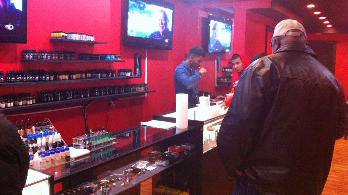 At Love Vape, e-cigarette smokers have a chance to connect with other members of the vaping community (Elizabeth Fiedler/WHYY)
