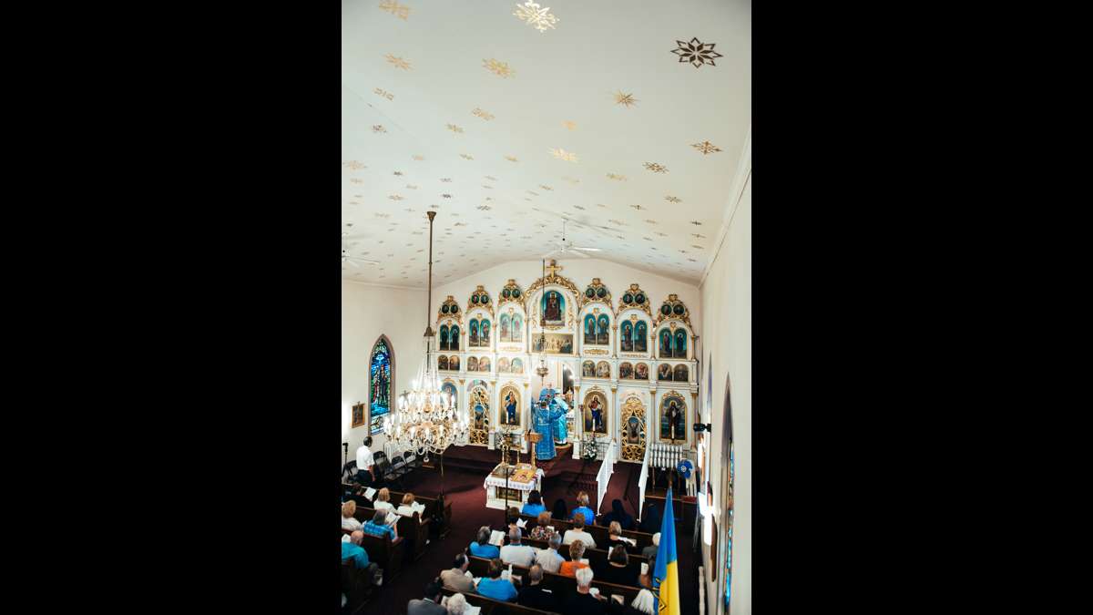 Metropolitan-Archbishop Stefan Soroka celebrates Divine Liturgy during the Marian Pilgrimage with area clergy as concelebrants.