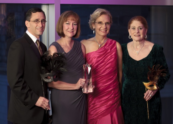<p><p>Ron Morris, treasurer of the Komen Philadelphia Affiliate board of directors (left), District Vice President for Macy’s, Melissa Ludwig, Pink Tie Ball cochair Sloane R. Six, and Elaine I. Grobman, CEO of Komen Philadelphia Affiliate (Photo courtesy of Dan Z. Johnson)</p></p>
