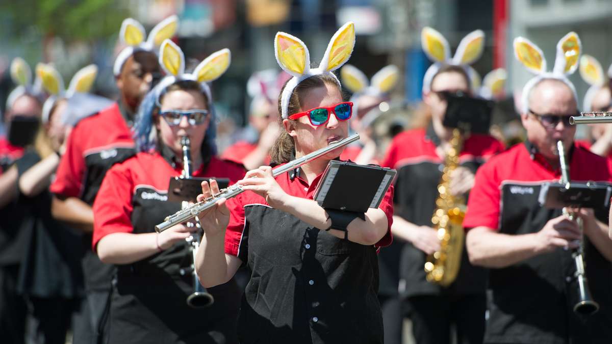 The Philadelphia Freedom Band marches along South Street.