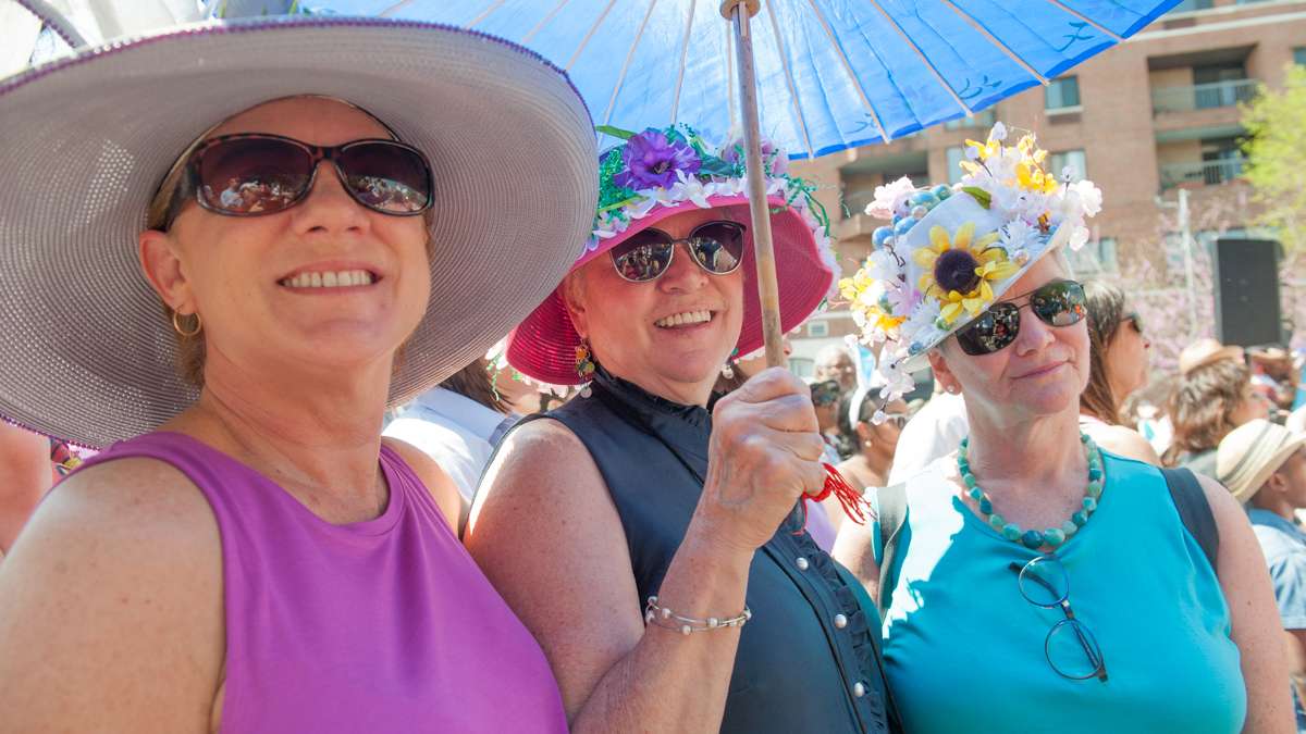 From left: Philadelphia sisters Heidi, Marsha, and Fran Connolly, watch the best-dressed contestants.