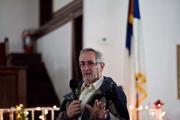 <p><p>Tom Kuhar of the PHA fielded a barrage of questions from residents at the meeting. (Brad Larrison/for NewsWorks)</p></p>
