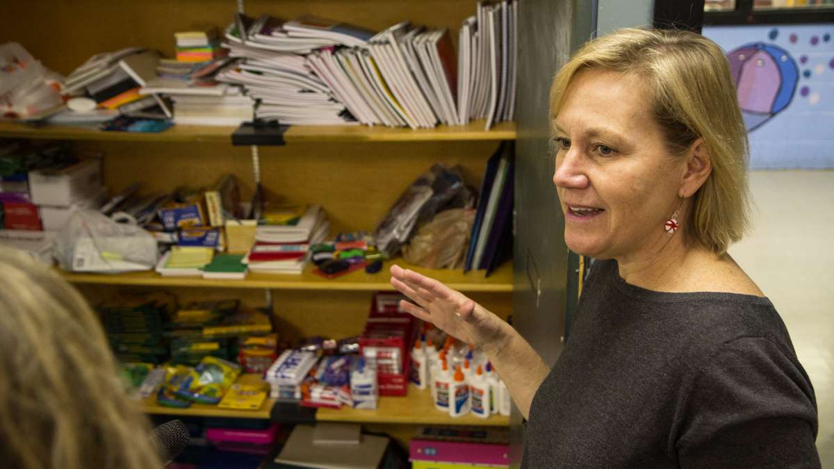 Gwenn Mascioli and other parents from the Paoli-Wayne area work to keep Richard Wright elementary school in Philadelphia stocked with school supplies.