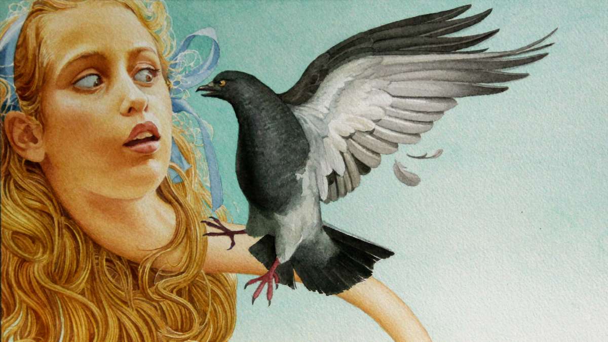 Charles Santore based his Alice on a young relative, who posed for photos in a dress he designed for her. (Illustration by Charles Santore)