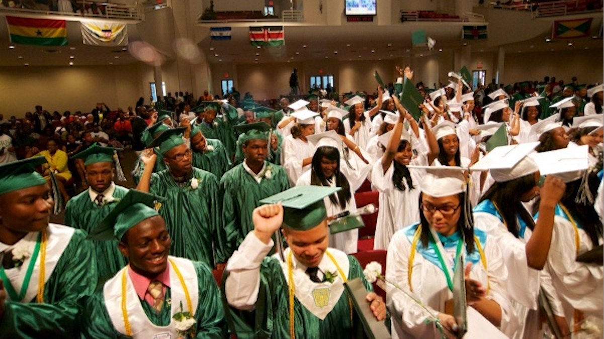  Last month, this group of teens became Germantown High School's last graduating class. But, they may not be the last students to walk those halls. (Bas Slabbers/for NewsWorks) 