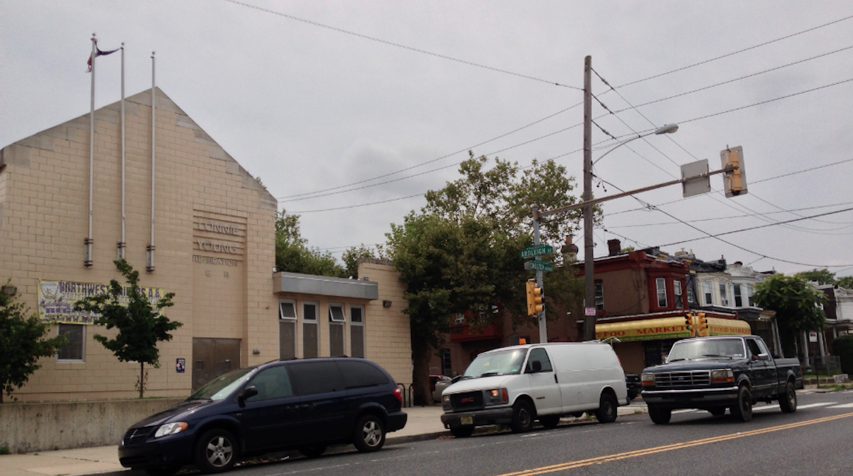  Police are looking into a reported abduction which occurred in the 1100 block of E. Chelten Ave., near the Lonnie Young Recreation Center, on Tuesday. (Brian Hickey/WHYY) 
