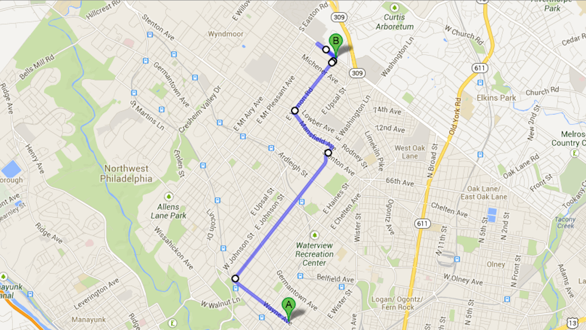  The walk/run route. (Image from Google Maps) 