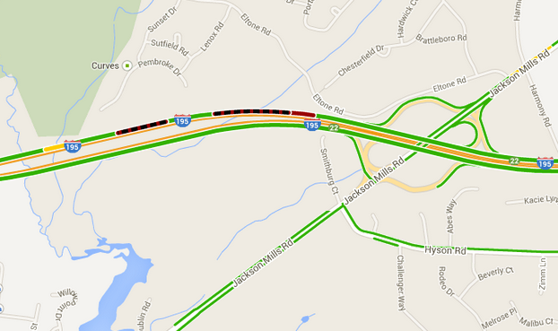  Heavy traffic in the area of the fire. (Photo: Google Maps) 