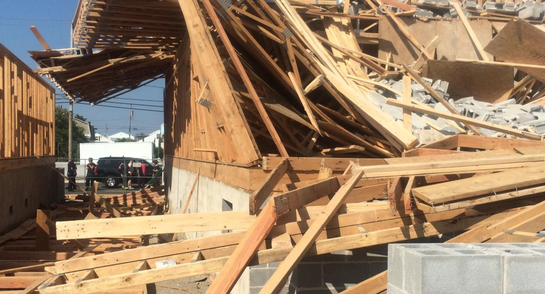  A building under construction in North Wildwood collapsed Sunday. (Image courtesy of the North Wildwood Fire Department) 