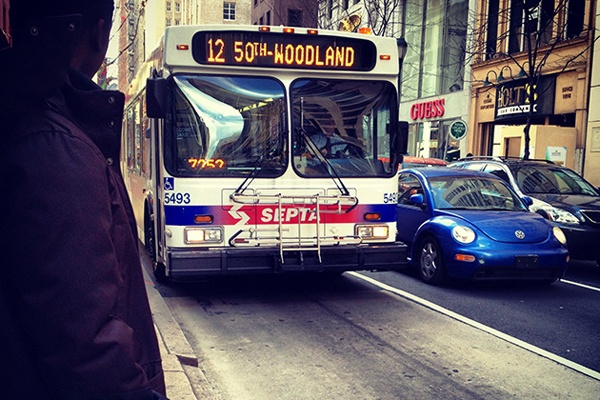 <p><p>The 12 bus approaches a stop on Walnut Street heading west. (Emma Fried-Cassorla/Philly Love Notes)</p></p>
