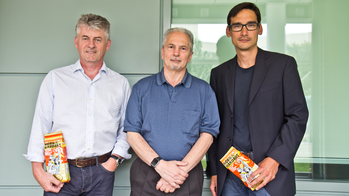 From left: John Tooher, Al Mazzone, and Dan Lievens are the men behind Horn and Hardart Coffee (Kimberly Paynter/WHYY)