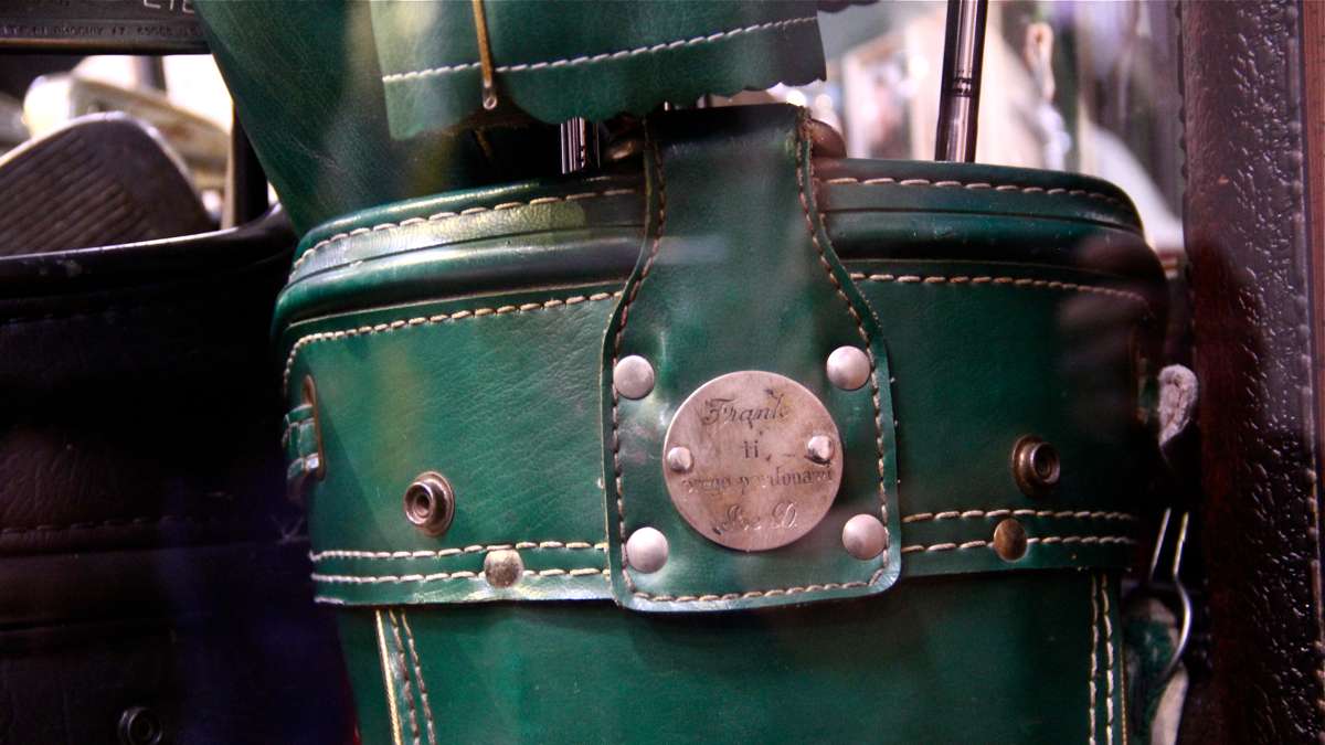 A golf bag inscribed to Frank Sinatra is revealed to be an elaborate ruse to end a feud between the singer and Joe DiMaggio. (Emma Lee/WHYY)