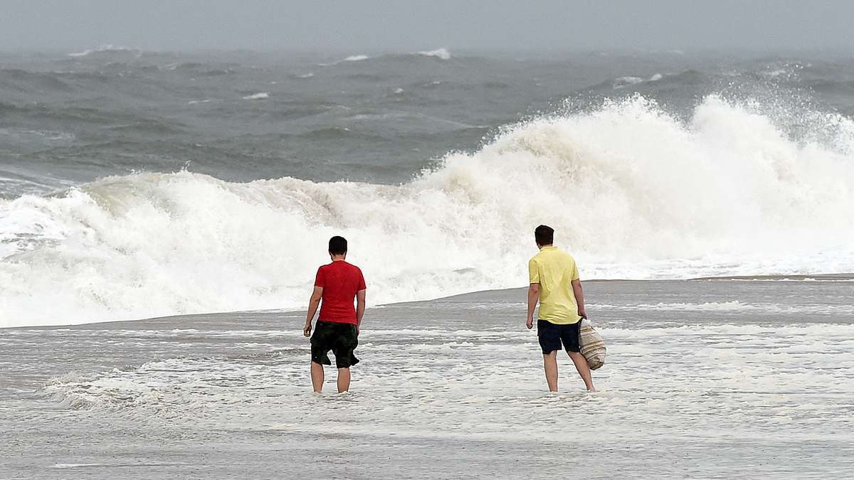 Tropical Storm Hermine passed by the Delaware Coast over Labor Day Weekend bringing wind, rain and high surf with dangerous rip currents, which had the beach totally closed on Saturday after Lifeguards went on duty. Sunday brought a sunny and windy day with rough surf, however the beach was open but the water red flagged for swimming. Beach Erosion occurred as the pounding surf continues to roll up the beach during high tide. Crowds were noticeably down as the storm churned up and out to sea. (Chuck Snyder for NewsWorks)