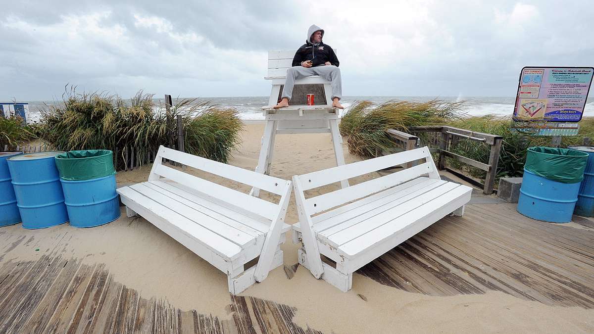 Tropical Storm Hermine passed by the Delaware Coast over Labor Day Weekend bringing wind, rain and high surf with dangerous rip currents, which had the beach totally closed on Saturday after Lifeguards went on duty. Sunday brought a sunny and windy day with rough surf, however the beach was open but the water red flagged for swimming. Beach Erosion occurred as the pounding surf continues to roll up the beach during high tide. Crowds were noticeably down as the storm churned up and out to sea. (Chuck Snyder for NewsWorks)