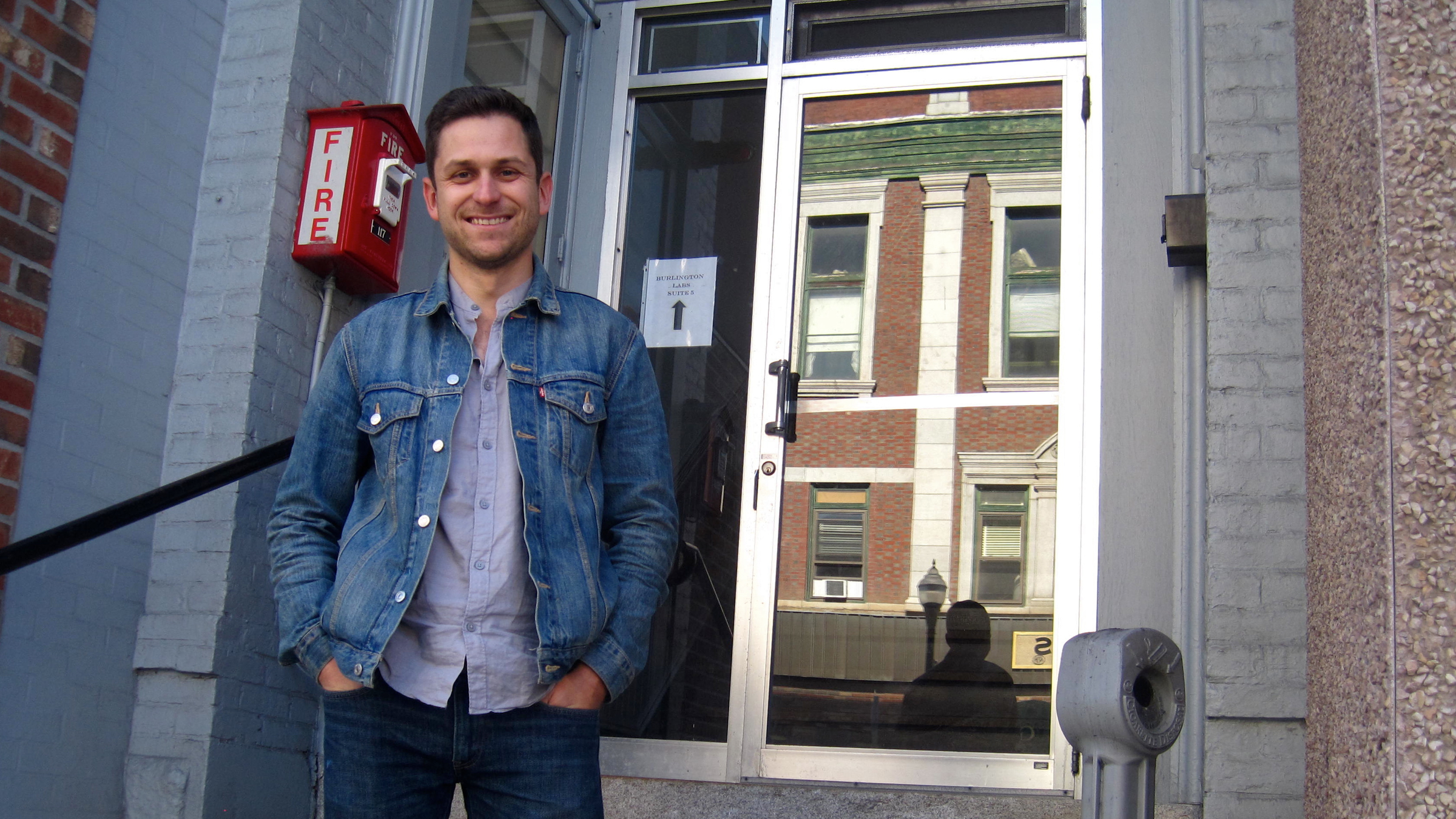  Jeff DeFlavio, founder and head of Recover Together, stands outside his newest clinic in Barre, Vt.  (Carolyn Beeler/WHYY) 