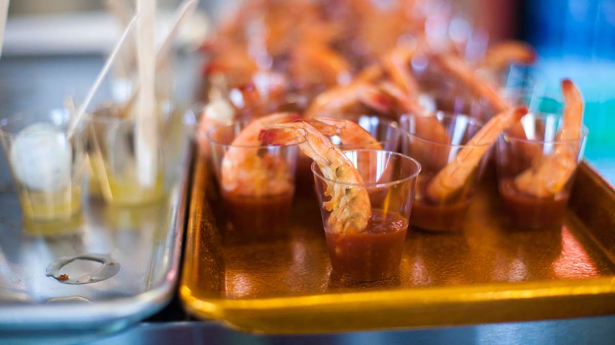 Shimp cocktail from Chickey's and Pete's was available to sample at an event open to family and friends of employees before the opening of the River Rink.