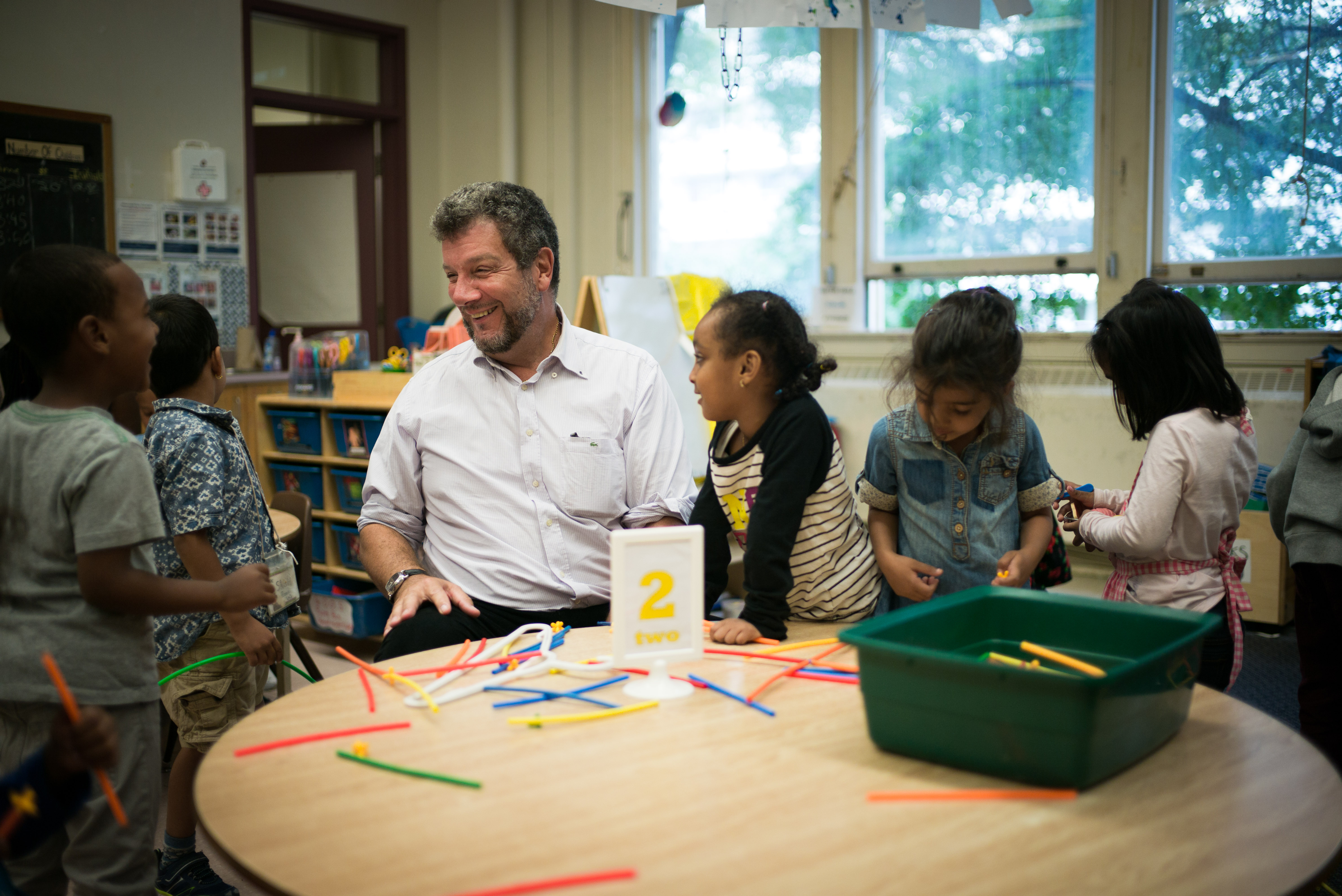 Principal David Crichton, with students at Rose Avenue Public School in Toronto, Ontario, Canada. (Ian Willms/For Keystone Crossroads)