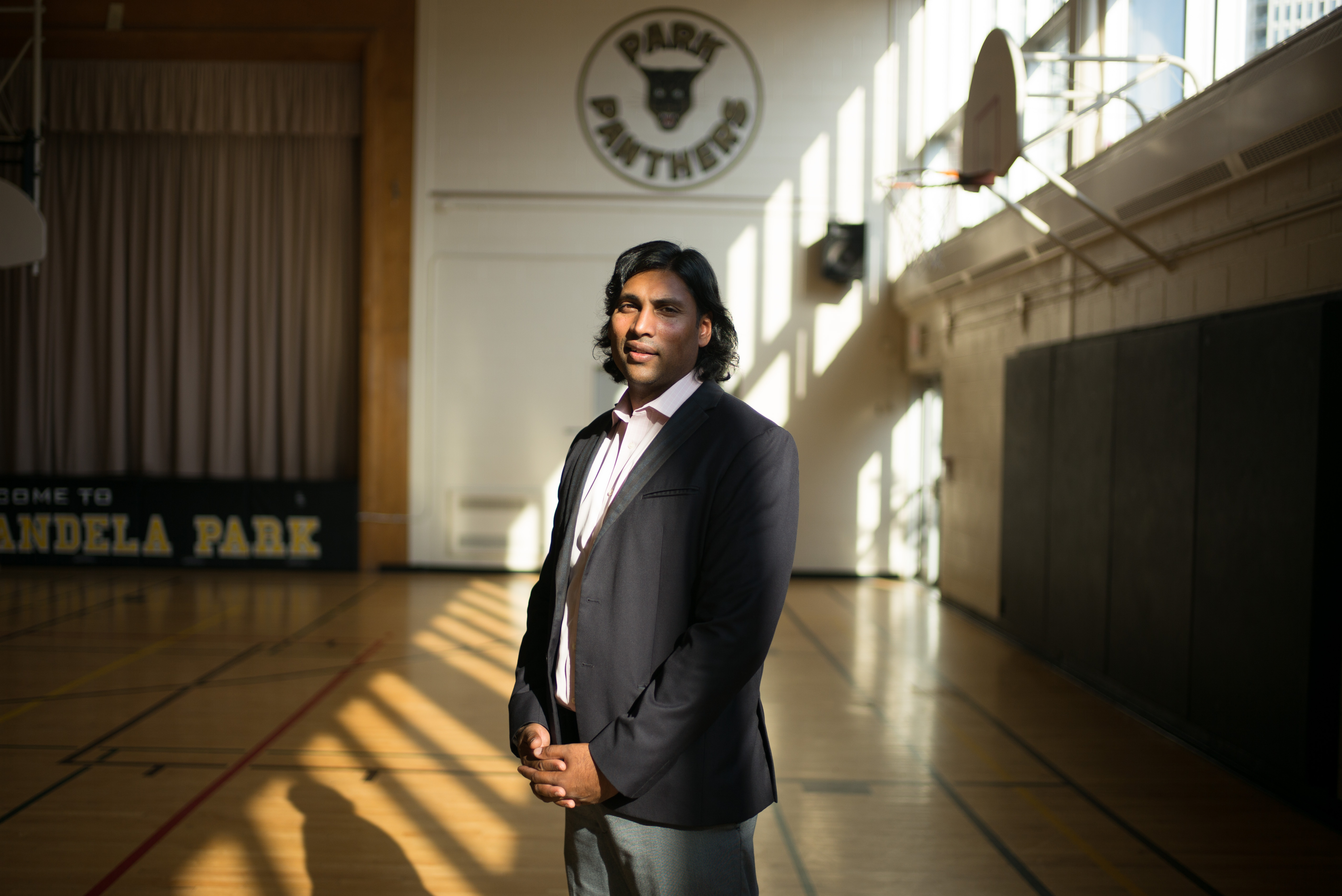 Principal Jason Kandankery, at Nelson Mandela Public School in Toronto, Ontario, Canada. (Ian Willms/For Keystone Crossroads)