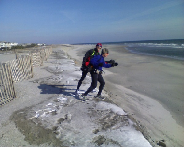 A beach erosion caused a 10-foot drop off of the dune, which is why the beach was closed on the day of the race last year. (Photo courtesy of Steve Antczak)