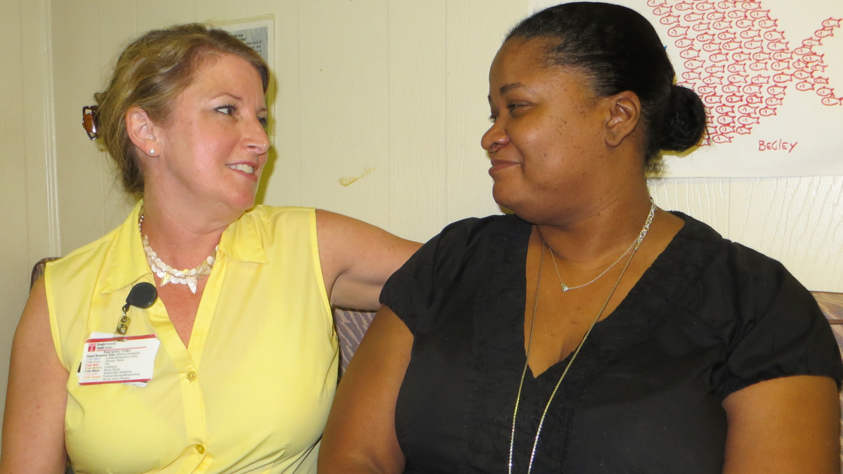  Temple University Hospital nurses union leaders Maureen May and Francine Fregghi. (Taunya English/WHYY) 