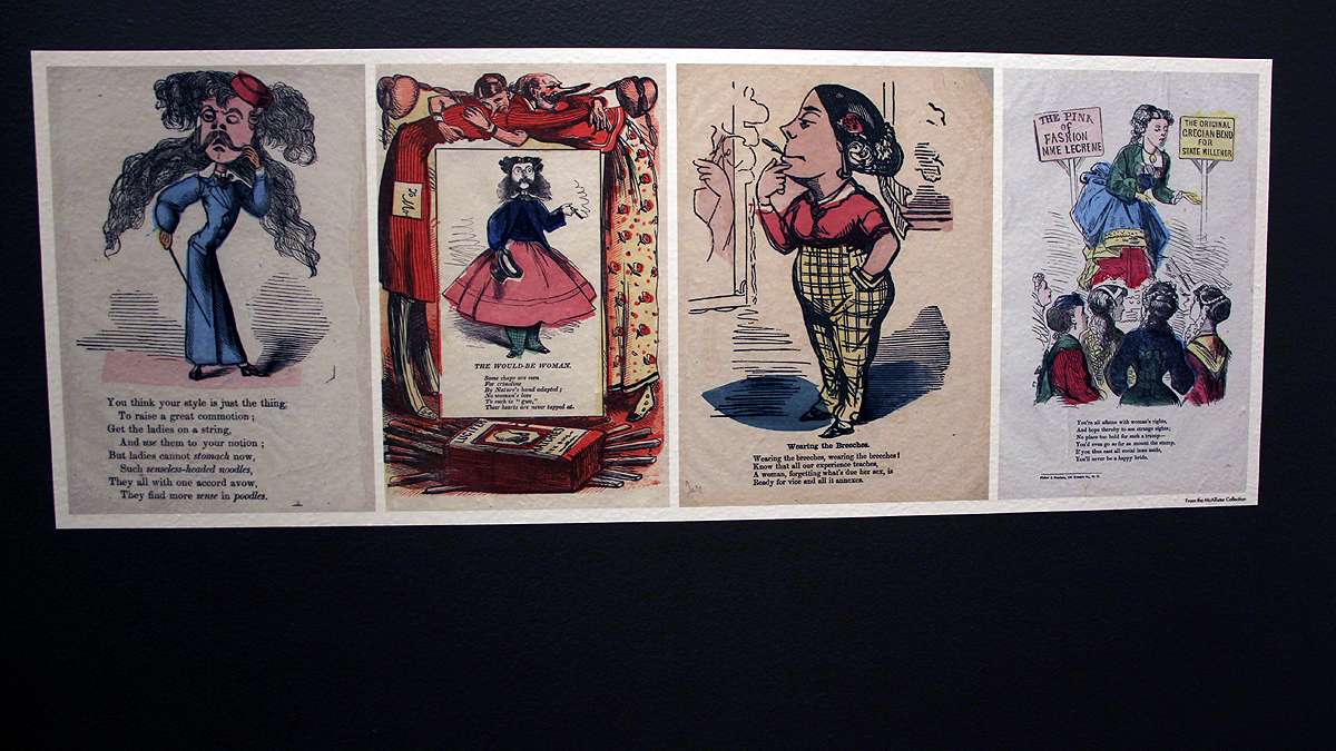 Valentine's Day cards lampooning gender bending take on a twist in the context of The Library Company's new exhibit: That's So Gay. (Emma Lee/for NewsWorks)