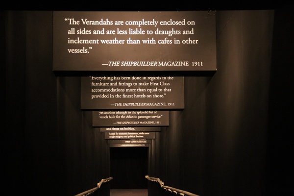 After receiving their boarding passes, passing the grand staircase and walking down a hall of first class cabins, visitors to the Franklin Institute's new Titanic exhibit descend a dark ramp to the boiler room. (Emma Lee/for NewsWorks)