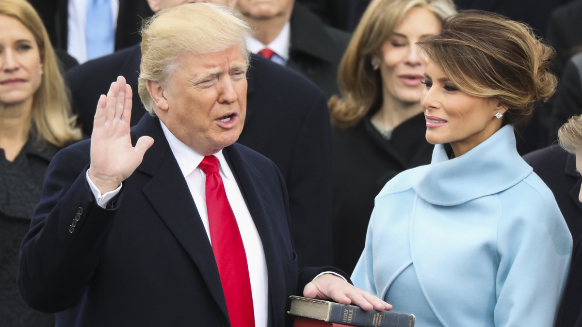 Donald Trump is sworn in as the 45th president of the United States as Melania Trump looks on during the 58th Presidential Inauguration at the U.S. Capitol in Washington, Friday, Jan. 20, 2017. (AP Photo/Andrew Harnik)