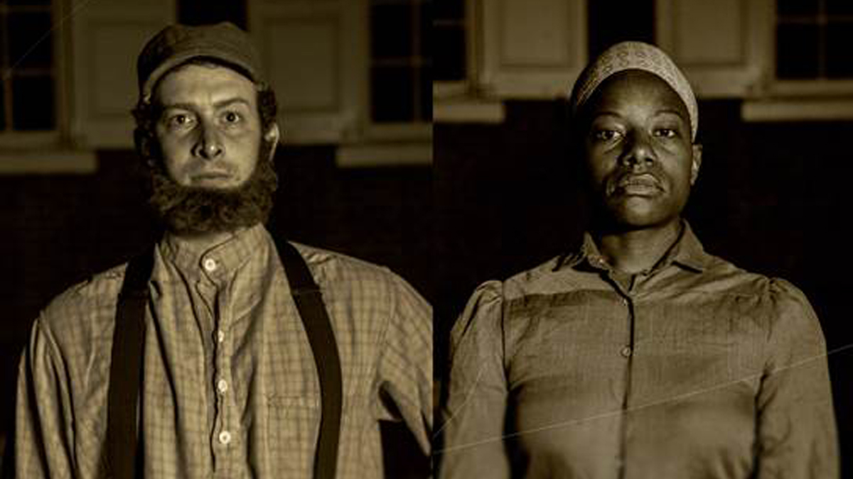  Actors Scott Sheppard (left) and Jenn Kidwell star in and are co-creators of 'Underground Railroad Game' (Photo by Kate Raines/FringeArts) 