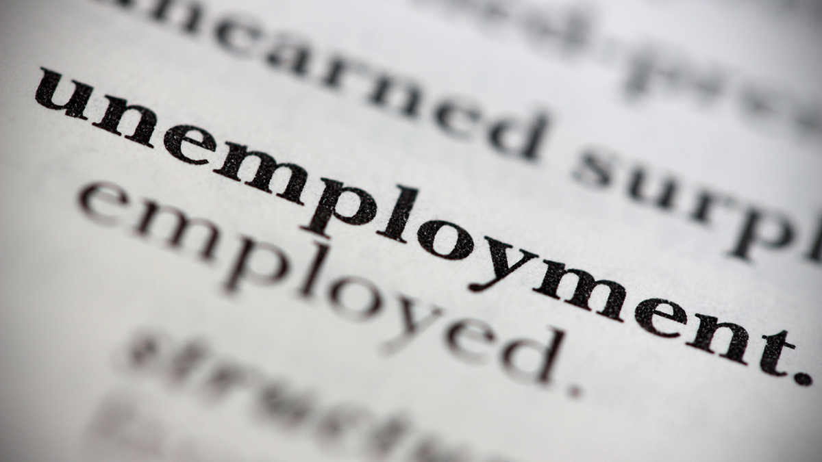 Close up of 'unemployment' dictionary entry (photo via bigstock) 