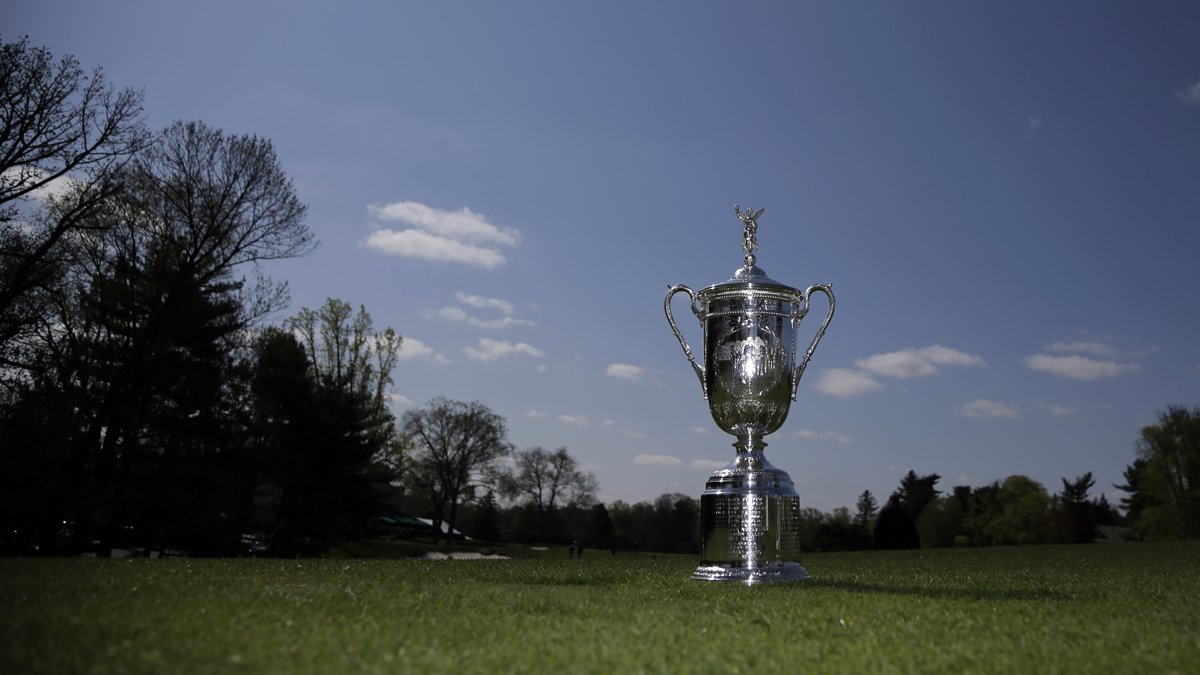  The U.S. Open Trophy is shown during a media preview at Merion Golf Club in Ardmore, Pa. (AP Photo/Matt Slocum, file) 