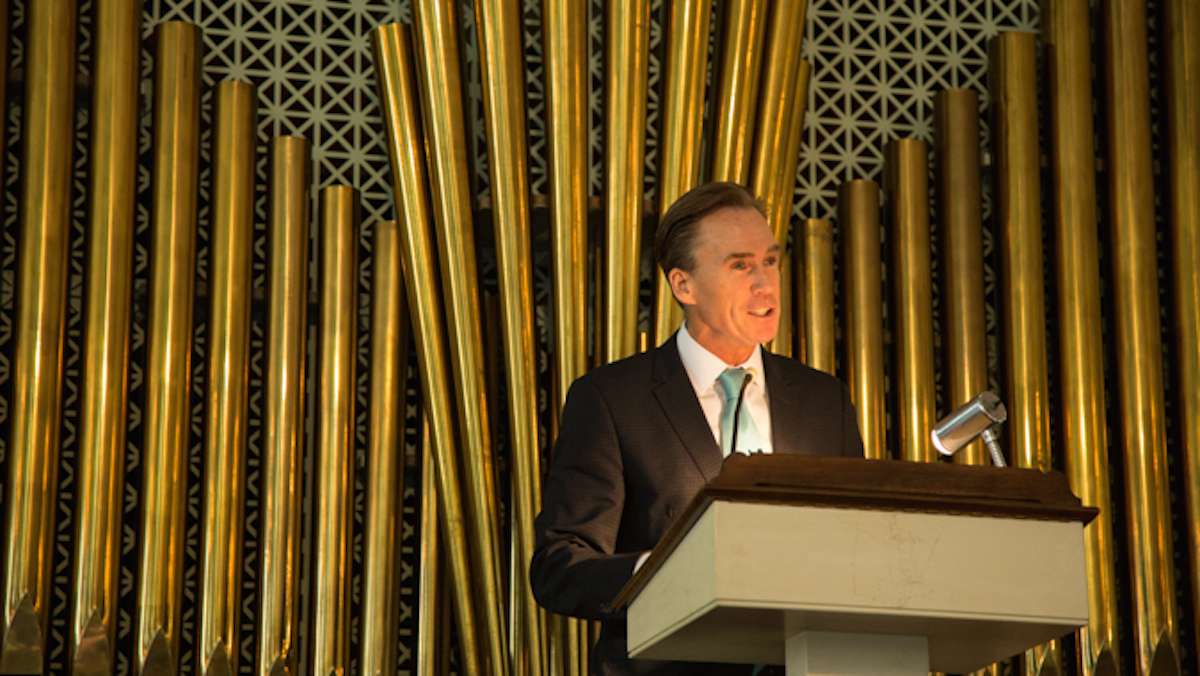 Pennsylvania Lieutenant Governer Mike Stack gives a commencement address to the graduates of the 2016 Valley Forge Military College