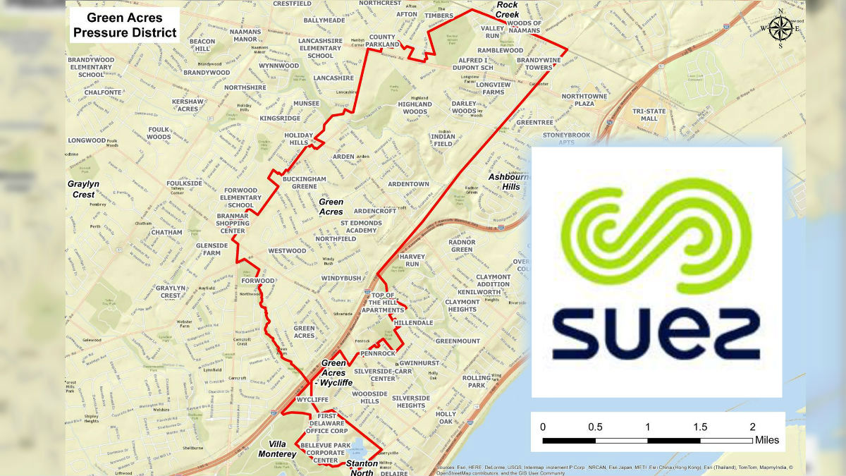  This map shows the area affected by the boil water advisory. (photo via SUEZ Water/Facebook) 