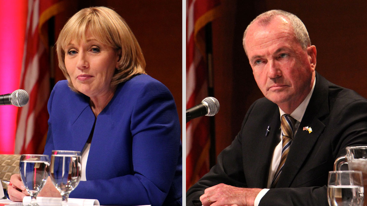  Republican Lt. Gov Kim Guadagno (left) and Democrat Phil Murphy will compete in November. (Emma Lee/WHYY) 