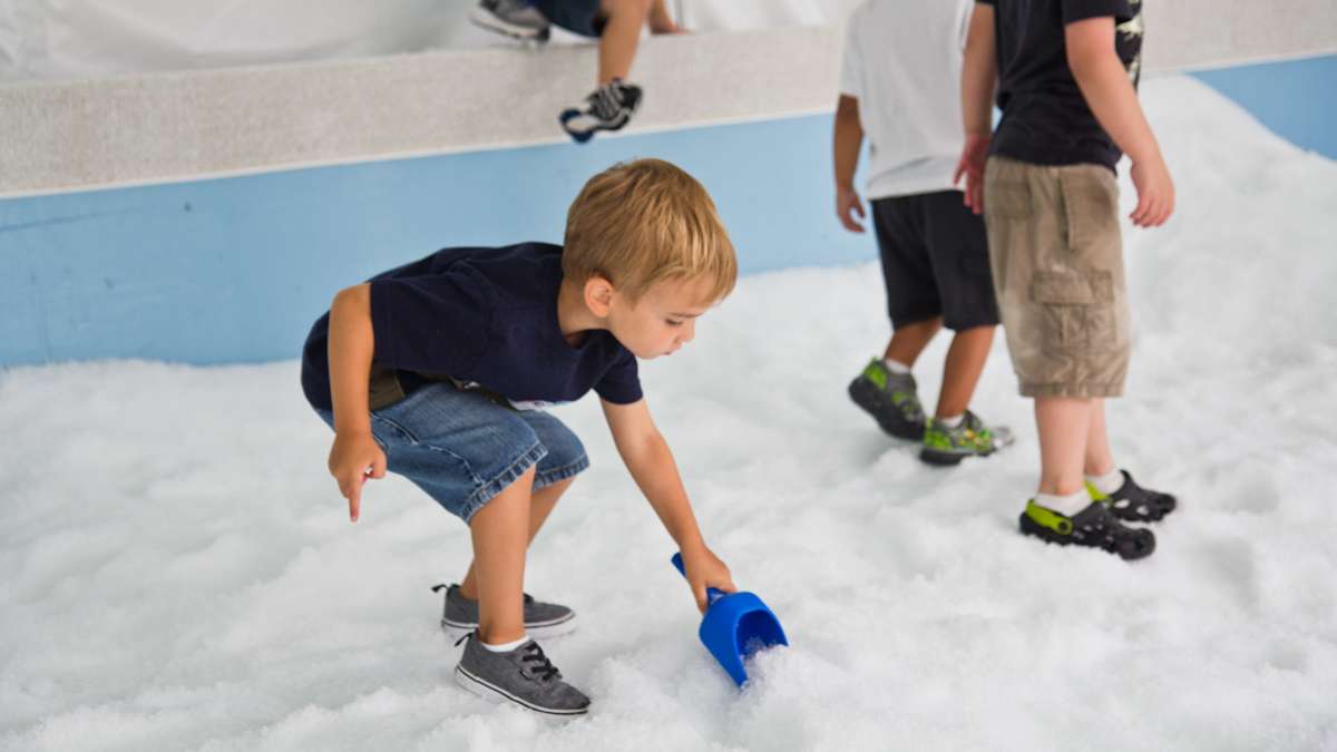 Jack Booth, 4, makes snowballs.