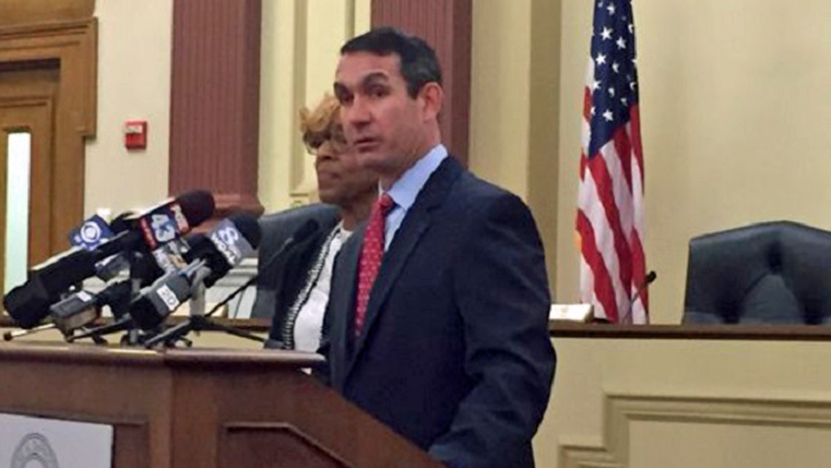  State Auditor General Eugene DePasquale and state Rep. Carol Hill-Evans discuss the findings of an audit by DePasquale's office of the School District of the City of York. (Gary Haber/York Daily Record) 