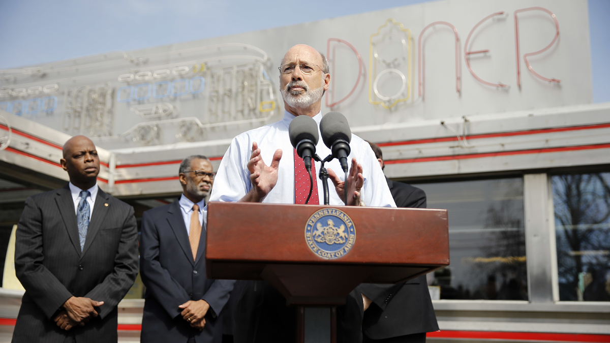 Pennsylvania Gov. Tom Wolf speaks during a news conference on Tuesday