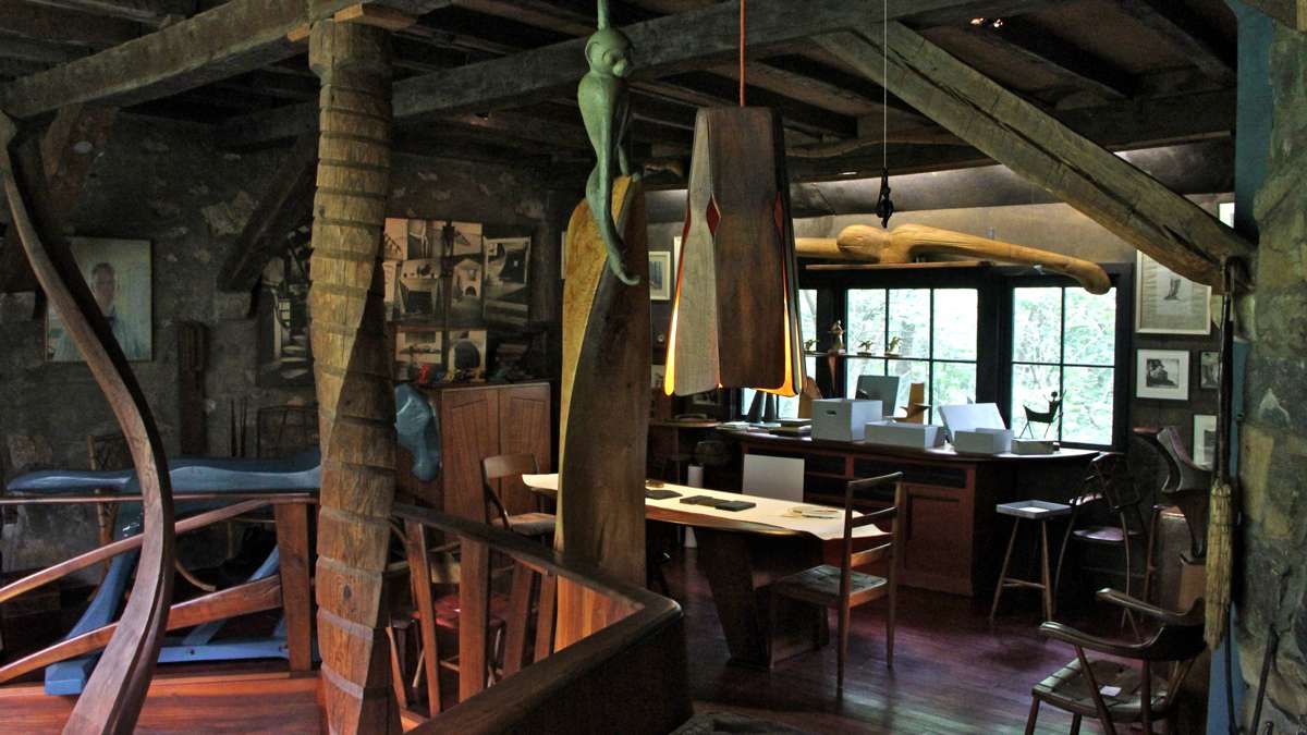 Sculptures, furniture and woodcuts abound in the home studio of Wharton Esherick, now a museum, in Paoli. (Emma Lee/WHYY)