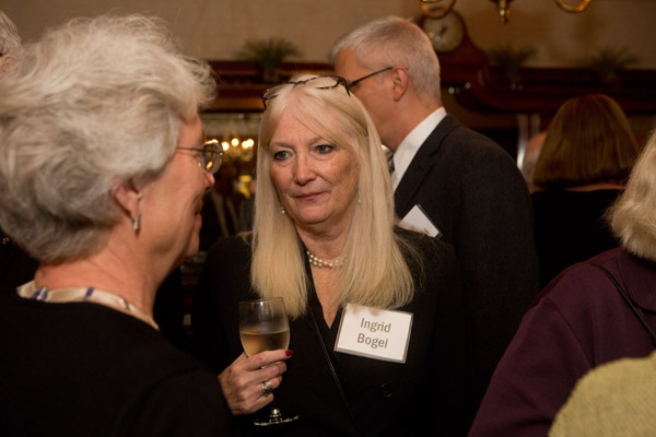 <p><p>Ingrid Bogel, executive director of the Conservation Center for Art and Historic Artifact and Wyck honorary director with Ellie Elkinton, former admissions director of Germantown Friends School; (Photo courtesy of Dave Tavanni)</p></p>
