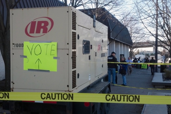 <p><p>Things have a more temporary look at this voting location in Belmar, N.J. (Tara Nurin/for NewsWorks)</p></p>
