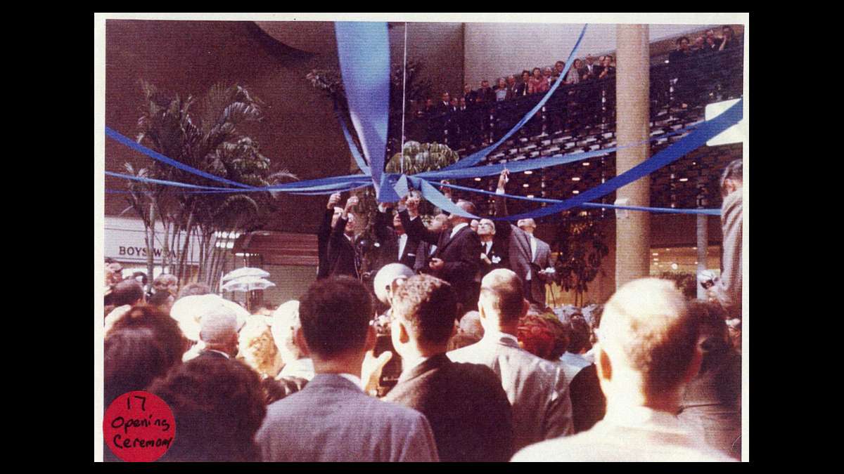 The Cherry Hill Shopping Center (later renamed the Cherry Hill Mall) on its opening Day on Oct 11, 1961. (Image courtesy of the Cherry Hill Historical Commission)