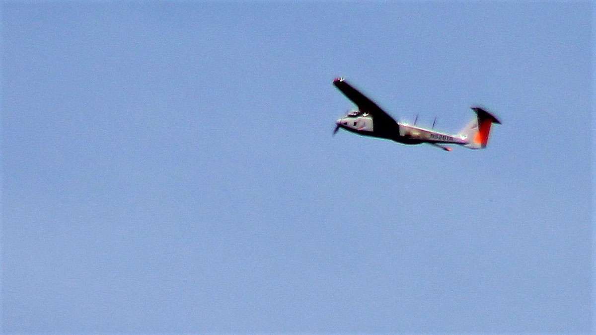 The drone gains altitude before becoming an airborne cell phone tower for this test for Verizon Wireless and first responders.