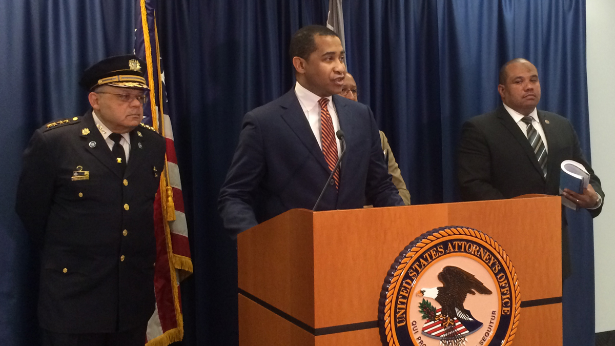  U.S. Attorney Zane Memeger speaks at a press conference announcing the release of a U.S, Department of Justice report on the Philadelphia Police Department's use of force. (Emma Lee/WHYY) 
