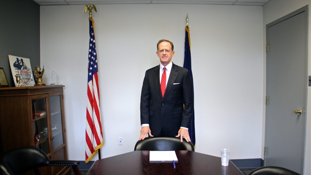 2017-09-15-e-lee-pat-toomey-philadelphia-office-interview-with-dave-davies U.S. Sen. Pat Toomey stands in a conference room at his Philadelphia office. (Emma Lee/WHYY)