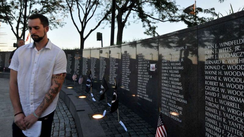 Soldiers missing in action are remembered during a ceremony at the Vietnam Veterans Memorial in Philadelphia Friday.