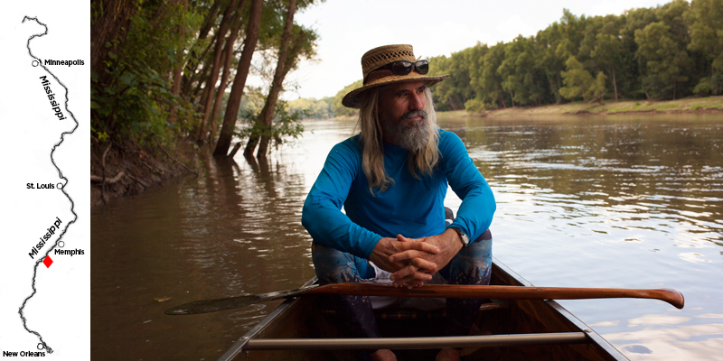 John Ruskey is a canoe builder and river guide in Clarksdale, Mississippi. He's made it his mission to get people on the river and show them the Mississippi's beauty. He hopes that ultimately will lead to conservation of the remaining wild parts of the river. (Irina Zhorov/WHYY)